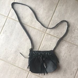 Vintage Lucky Brand Black Leather Flap Crossbody